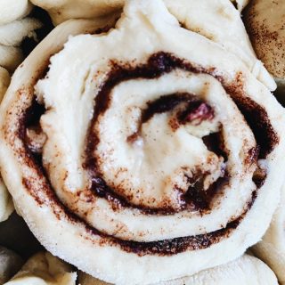 cinnamon rolls in a pan unbaked