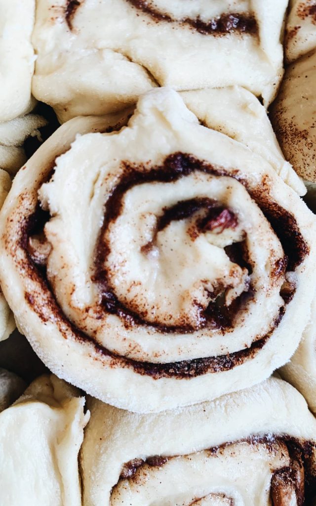 cut unbaked cinnamon rolls