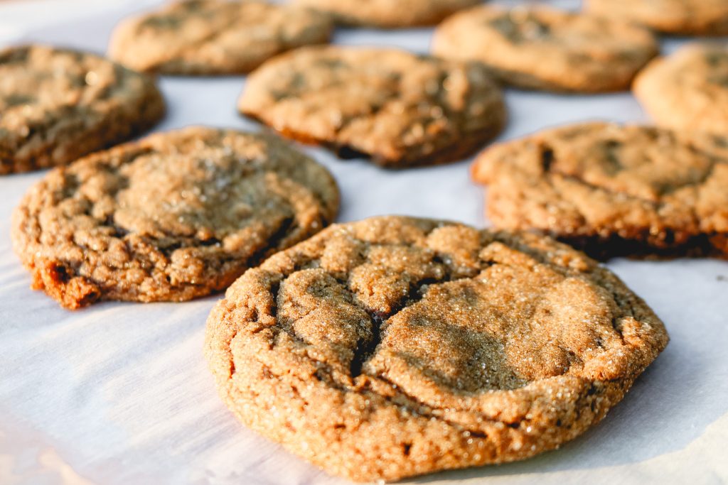 ginger cookies on parchment paper