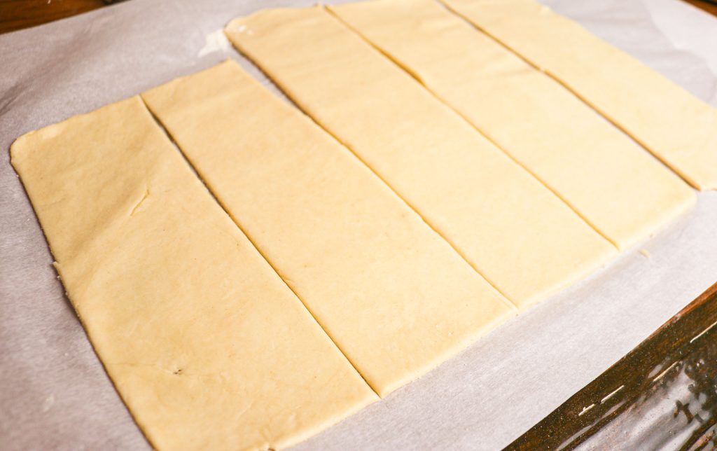 pie dough cut into strips