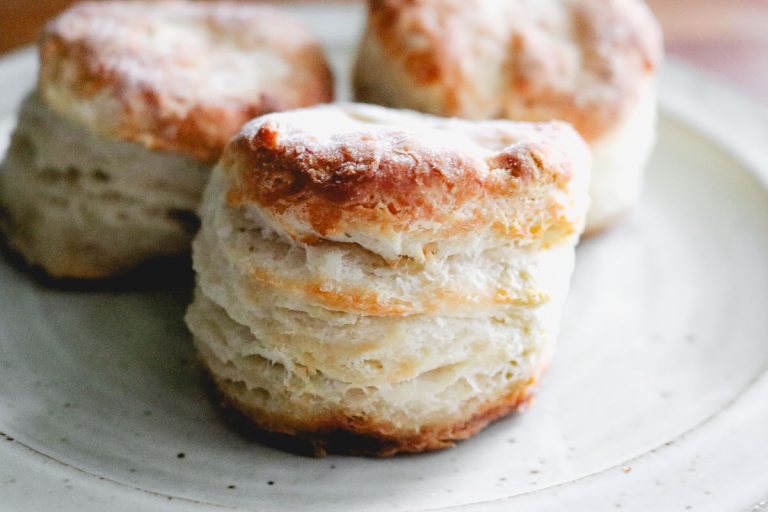 plate of sourdough biscuits