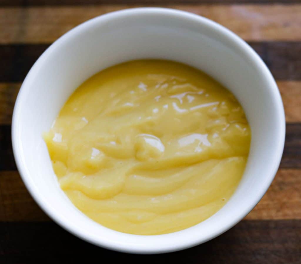 Bowl of homemade vanilla pudding ready to serve