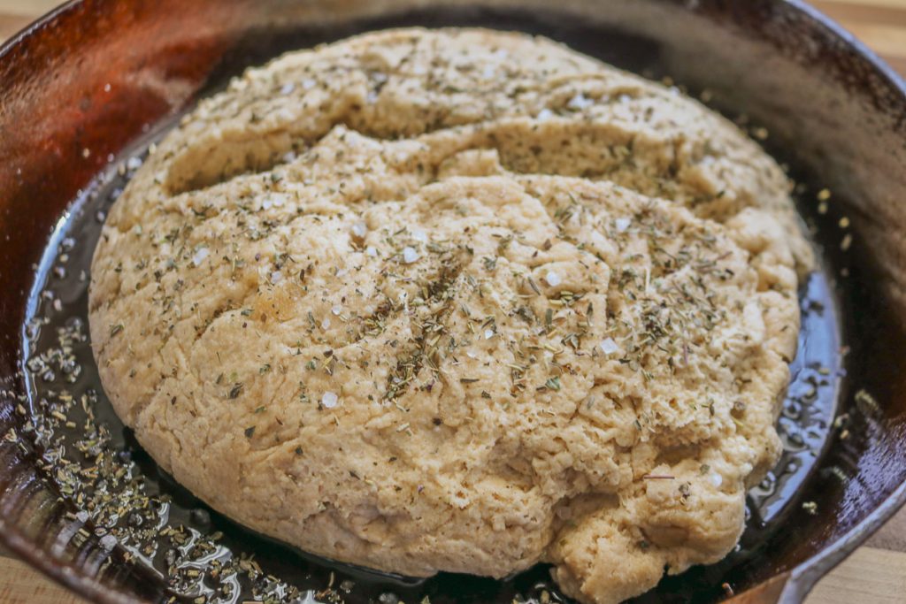 focaccia dough with herbs