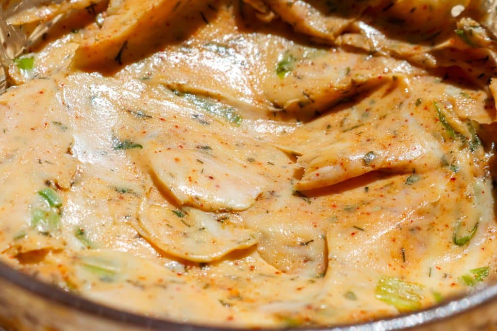 seafood compound butter in a dish