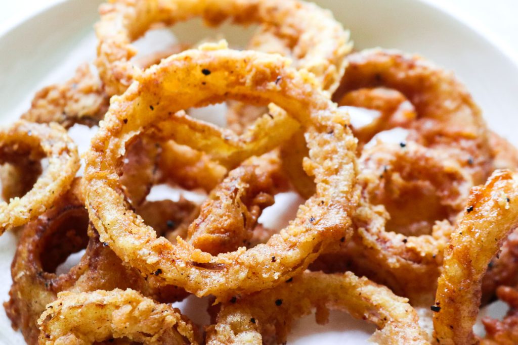 sourdough onion rings on a plate