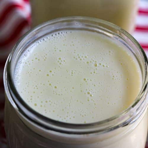 jar of custard on a red and white towel