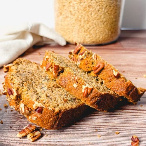 sliced banana bread with pecans